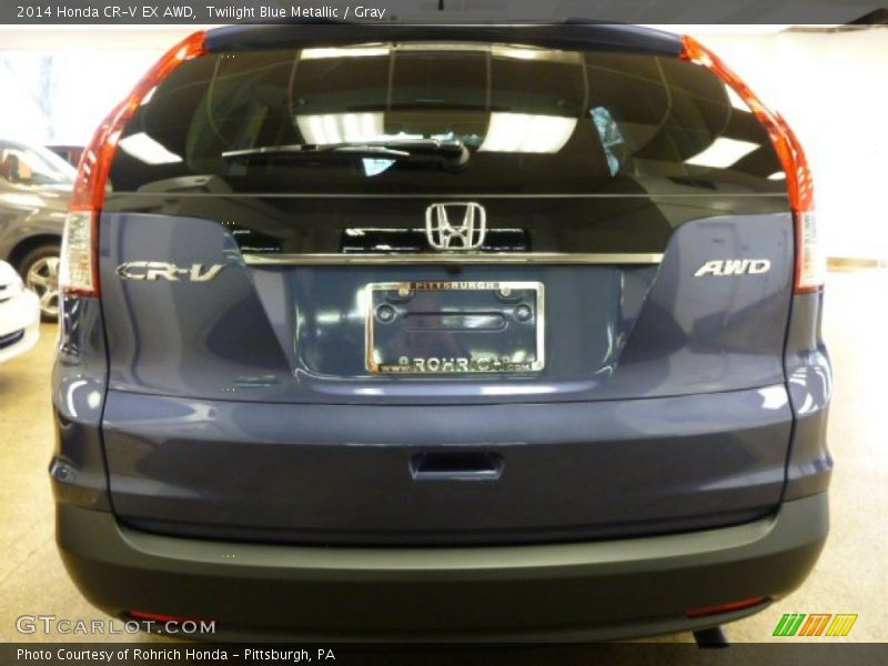 Twilight Blue Metallic / Gray 2014 Honda CR-V EX AWD