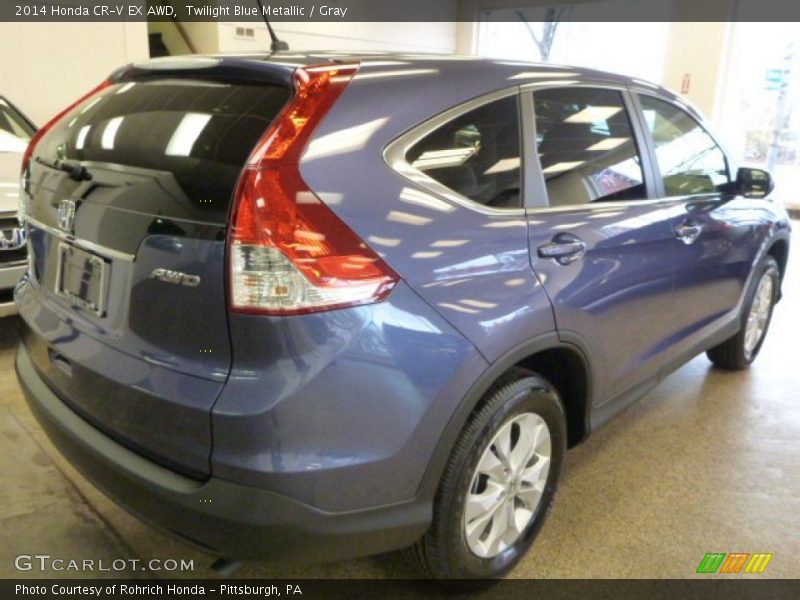 Twilight Blue Metallic / Gray 2014 Honda CR-V EX AWD