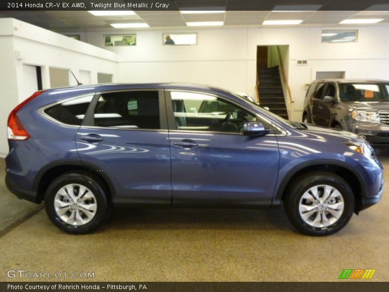 Twilight Blue Metallic / Gray 2014 Honda CR-V EX AWD