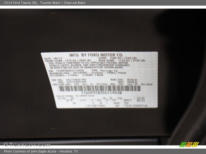 Tuxedo Black / Charcoal Black 2014 Ford Taurus SEL