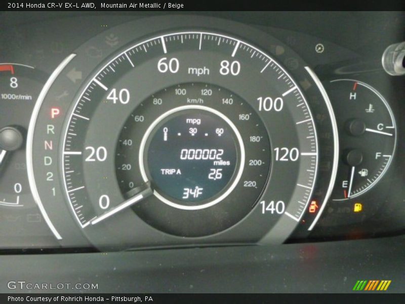 Mountain Air Metallic / Beige 2014 Honda CR-V EX-L AWD