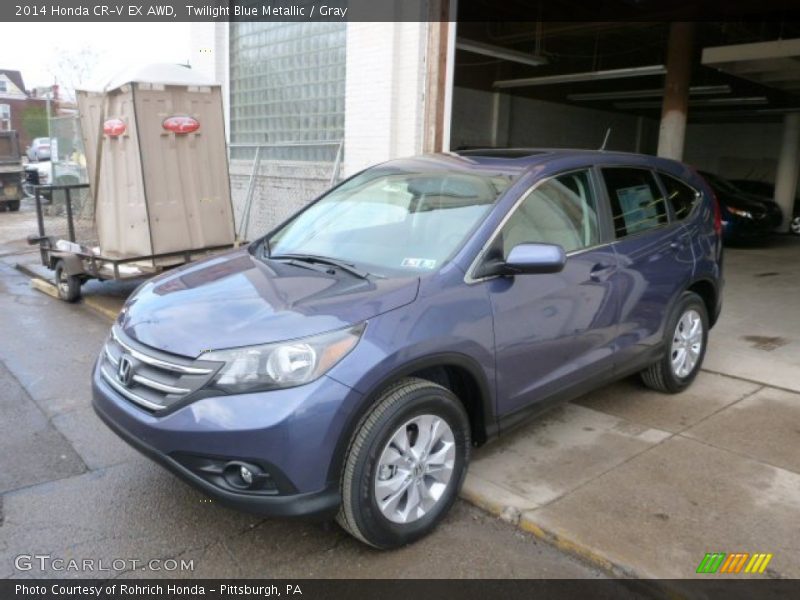 Twilight Blue Metallic / Gray 2014 Honda CR-V EX AWD