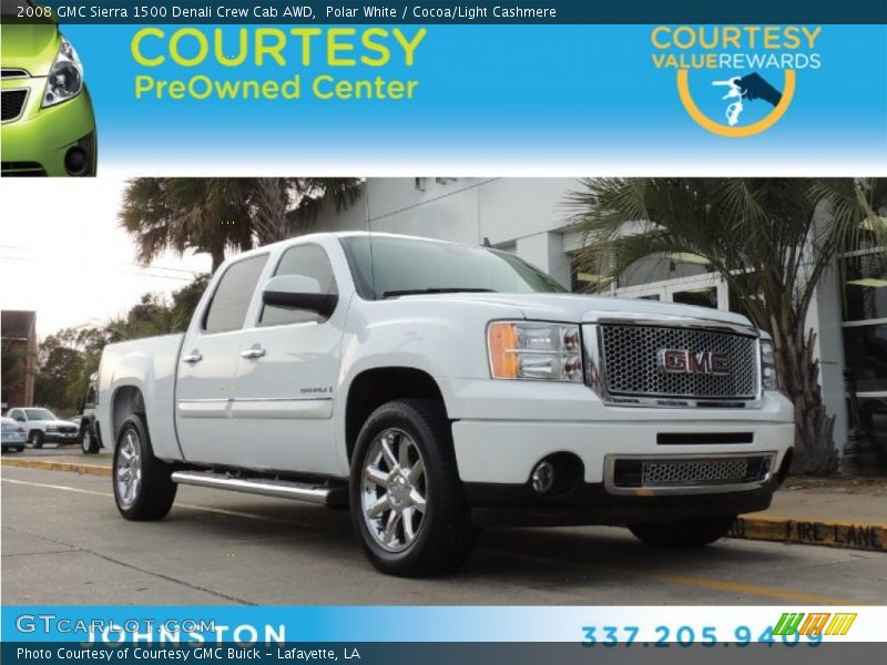 Polar White / Cocoa/Light Cashmere 2008 GMC Sierra 1500 Denali Crew Cab AWD