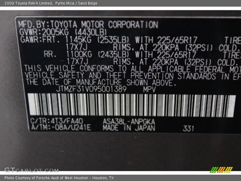 Pyrite Mica / Sand Beige 2009 Toyota RAV4 Limited