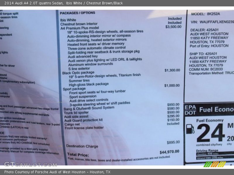 Ibis White / Chestnut Brown/Black 2014 Audi A4 2.0T quattro Sedan