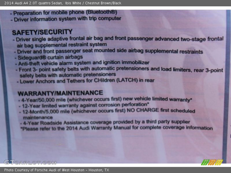 Ibis White / Chestnut Brown/Black 2014 Audi A4 2.0T quattro Sedan