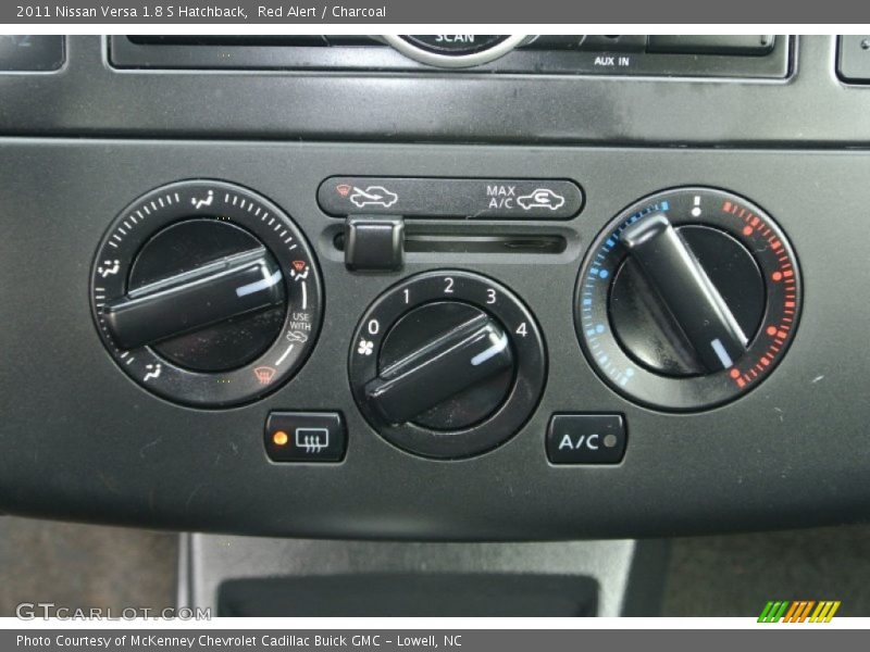 Red Alert / Charcoal 2011 Nissan Versa 1.8 S Hatchback