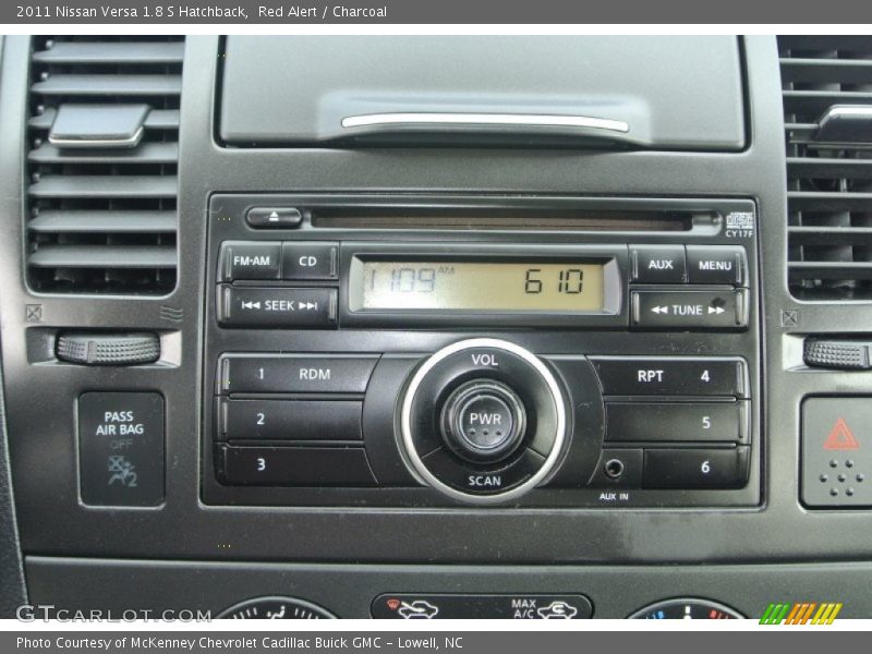 Red Alert / Charcoal 2011 Nissan Versa 1.8 S Hatchback