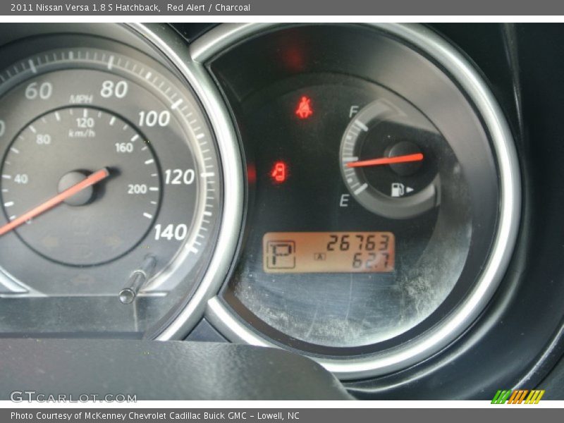 Red Alert / Charcoal 2011 Nissan Versa 1.8 S Hatchback