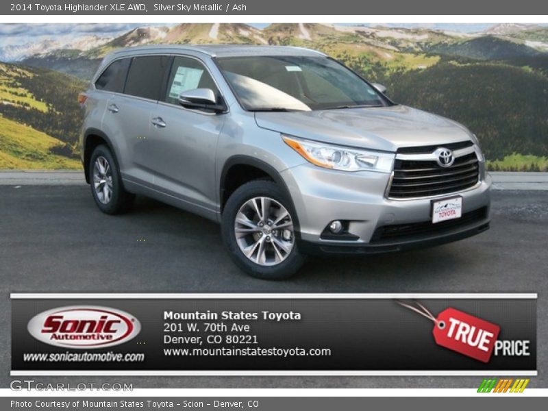 Silver Sky Metallic / Ash 2014 Toyota Highlander XLE AWD