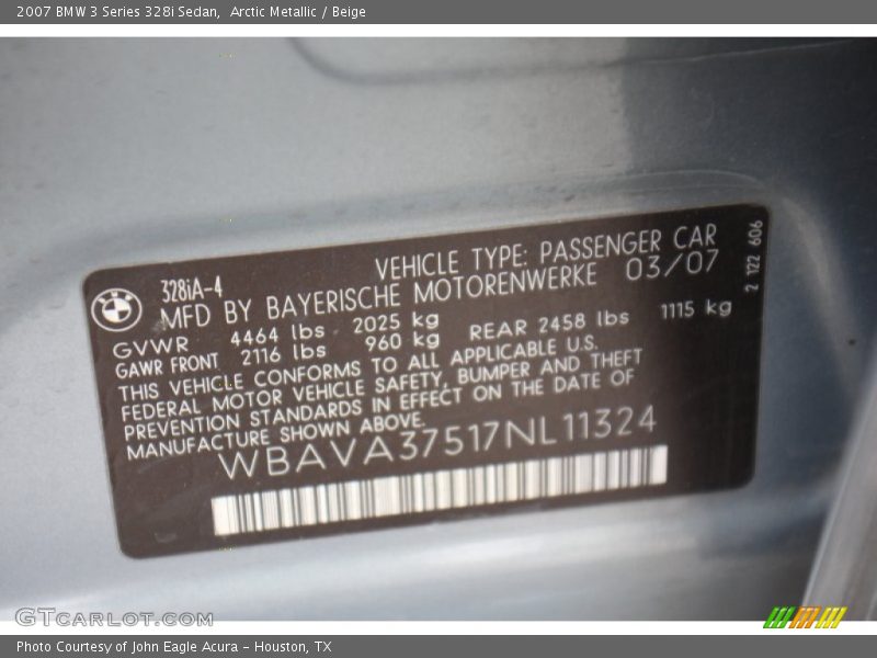 Arctic Metallic / Beige 2007 BMW 3 Series 328i Sedan