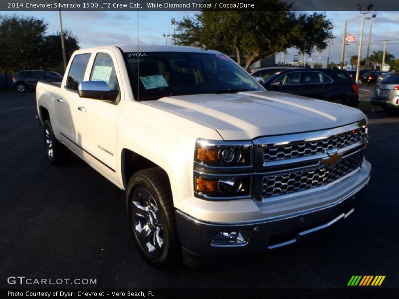 White Diamond Tricoat / Cocoa/Dune 2014 Chevrolet Silverado 1500 LTZ Crew Cab