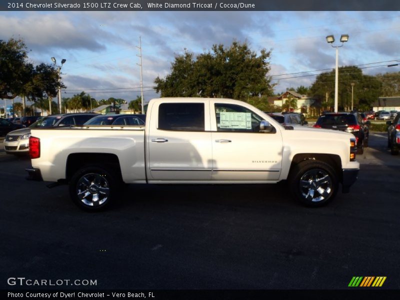 White Diamond Tricoat / Cocoa/Dune 2014 Chevrolet Silverado 1500 LTZ Crew Cab