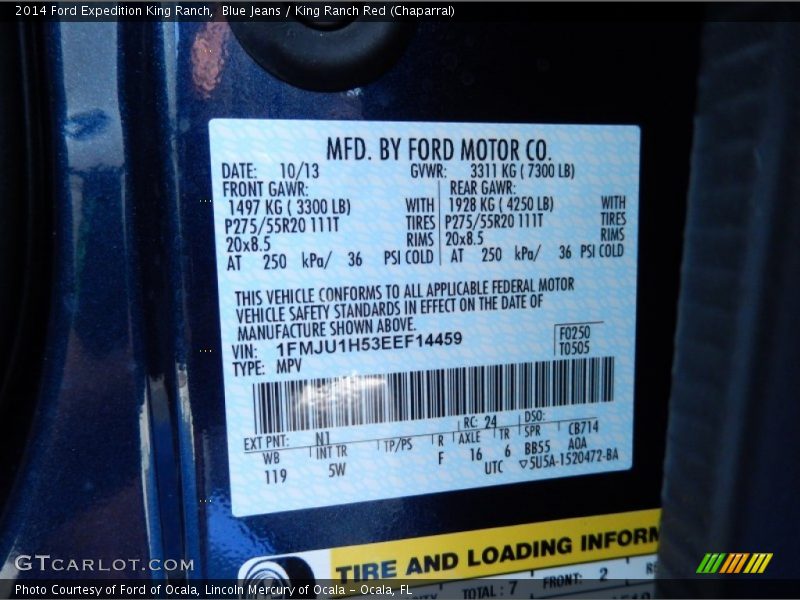 2014 Expedition King Ranch Blue Jeans Color Code N1