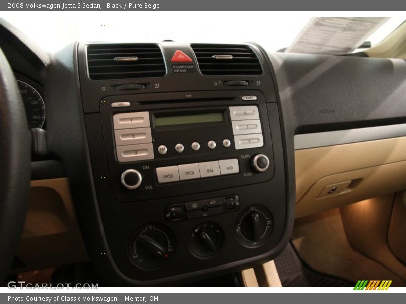 Black / Pure Beige 2008 Volkswagen Jetta S Sedan