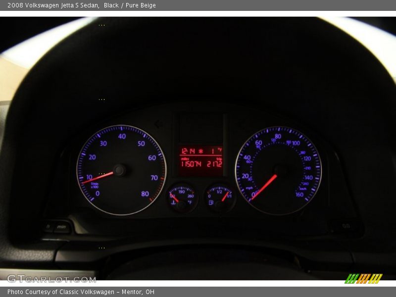 Black / Pure Beige 2008 Volkswagen Jetta S Sedan