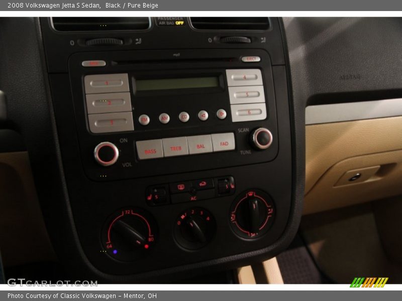 Black / Pure Beige 2008 Volkswagen Jetta S Sedan
