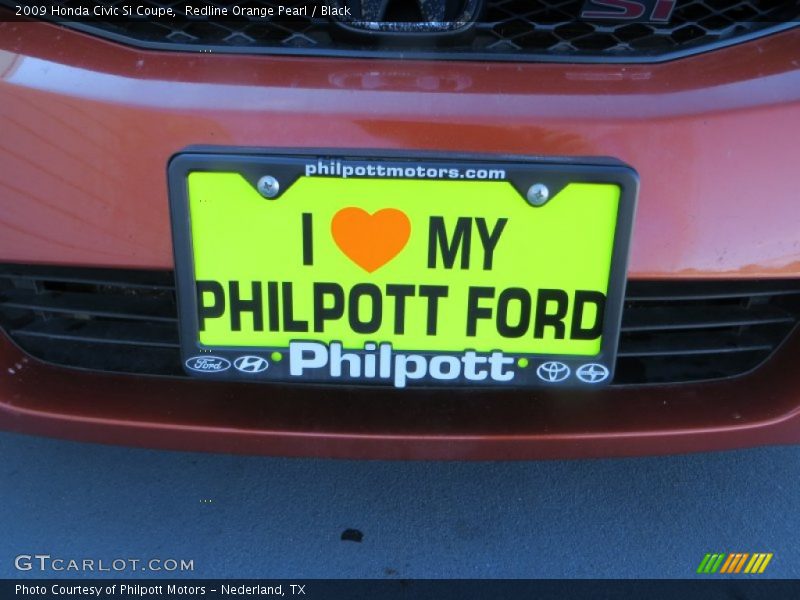 Redline Orange Pearl / Black 2009 Honda Civic Si Coupe