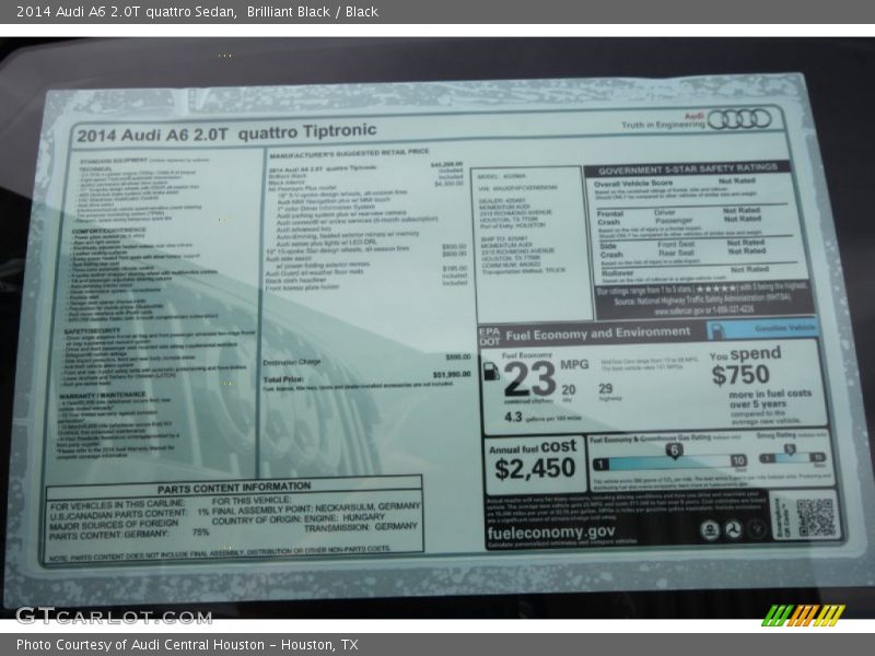 Brilliant Black / Black 2014 Audi A6 2.0T quattro Sedan