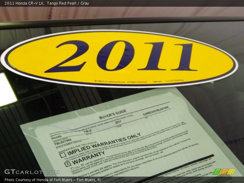 Tango Red Pearl / Gray 2011 Honda CR-V LX