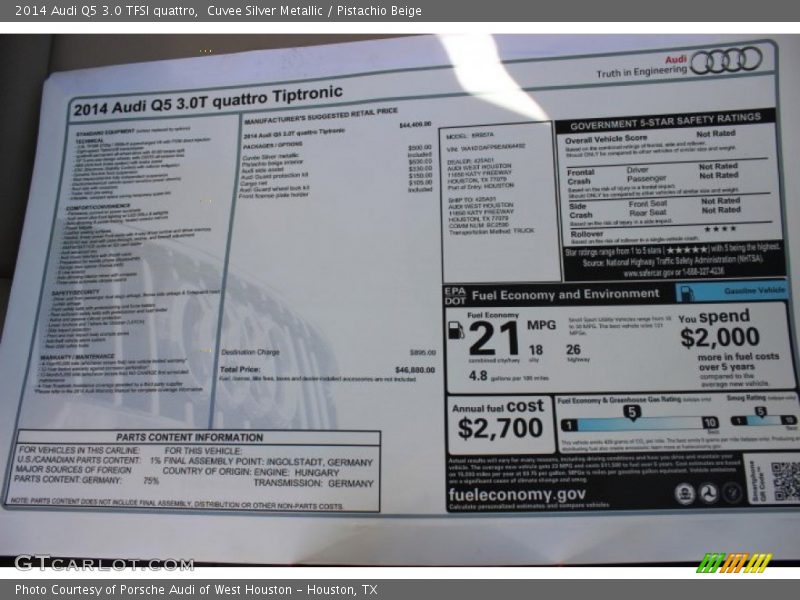 Cuvee Silver Metallic / Pistachio Beige 2014 Audi Q5 3.0 TFSI quattro