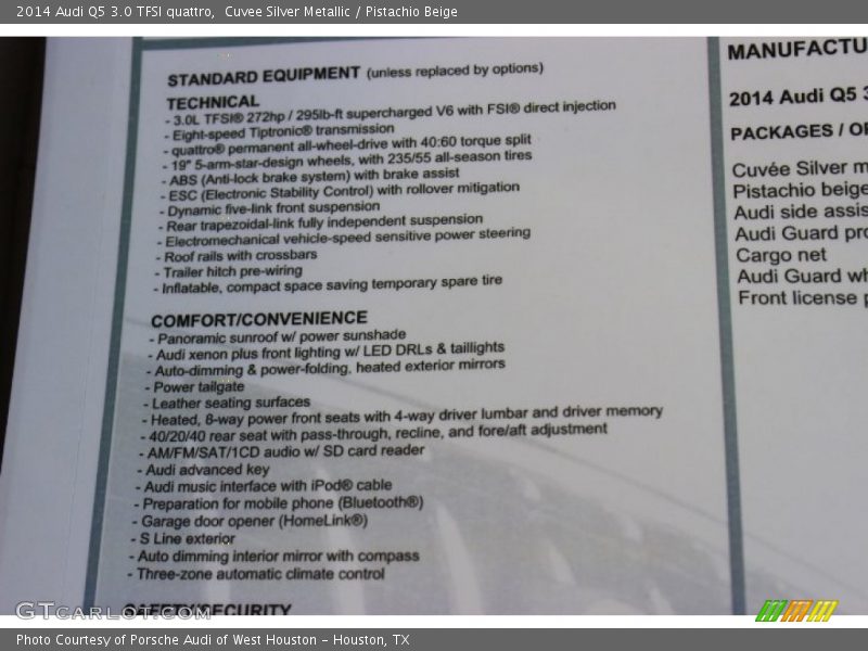 Cuvee Silver Metallic / Pistachio Beige 2014 Audi Q5 3.0 TFSI quattro