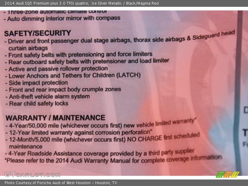 Ice Silver Metallic / Black/Magma Red 2014 Audi SQ5 Premium plus 3.0 TFSI quattro
