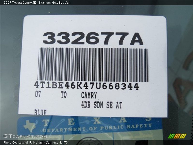 Titanium Metallic / Ash 2007 Toyota Camry SE