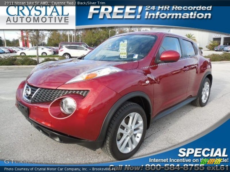Cayenne Red / Black/Silver Trim 2011 Nissan Juke SV AWD