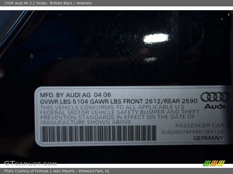 Brilliant Black / Amaretto 2006 Audi A6 3.2 Sedan