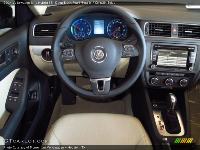Deep Black Pearl Metallic / Cornsilk Beige 2014 Volkswagen Jetta Hybrid SE