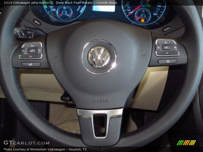 Deep Black Pearl Metallic / Cornsilk Beige 2014 Volkswagen Jetta Hybrid SE