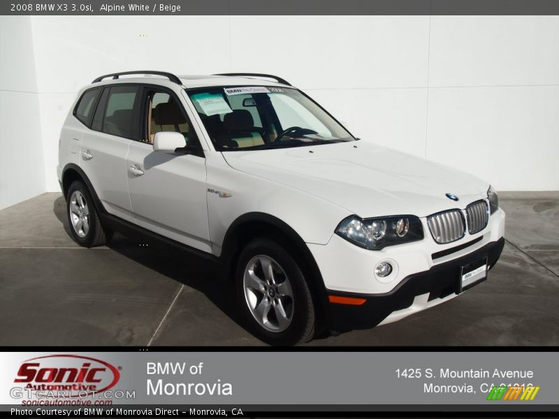 Alpine White / Beige 2008 BMW X3 3.0si