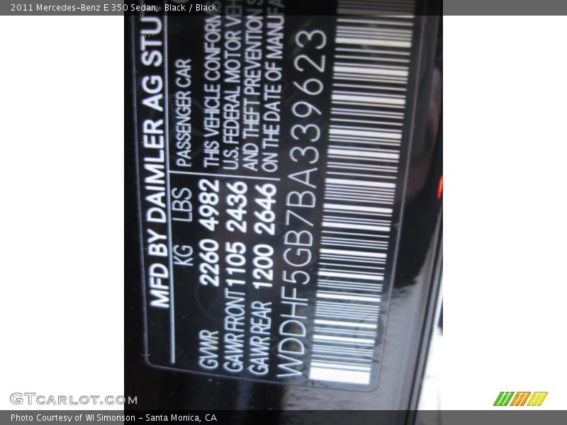 Black / Black 2011 Mercedes-Benz E 350 Sedan