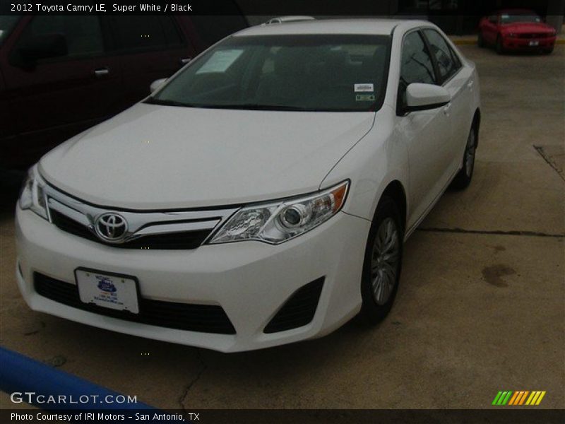 Super White / Black 2012 Toyota Camry LE