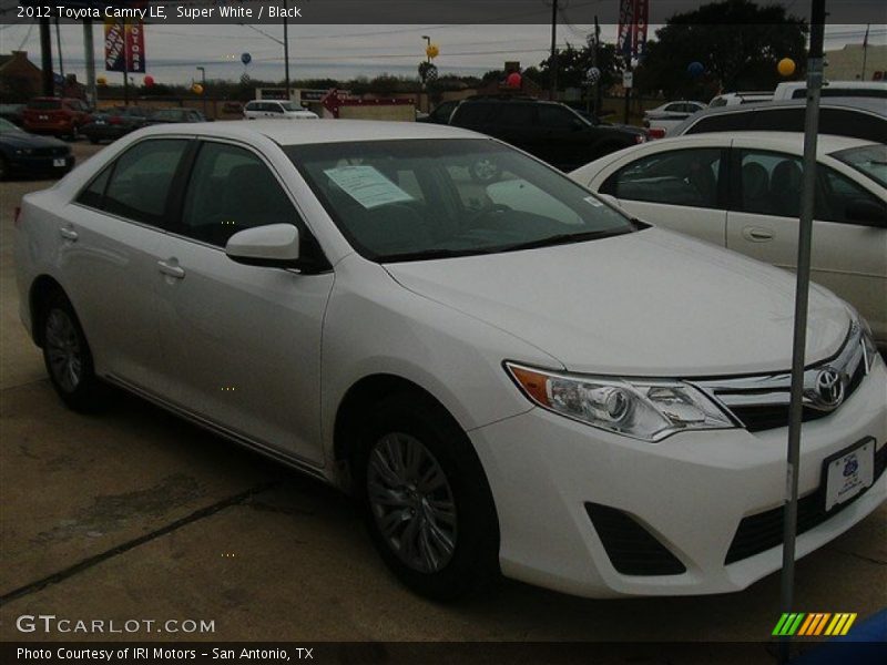 Super White / Black 2012 Toyota Camry LE