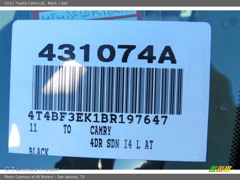 Black / Ash 2011 Toyota Camry LE