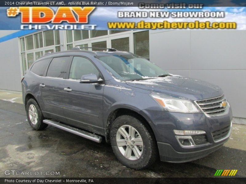 Atlantis Blue Metallic / Ebony/Mojave 2014 Chevrolet Traverse LT AWD