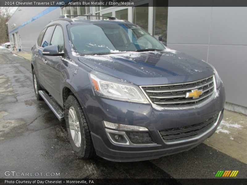 Atlantis Blue Metallic / Ebony/Mojave 2014 Chevrolet Traverse LT AWD