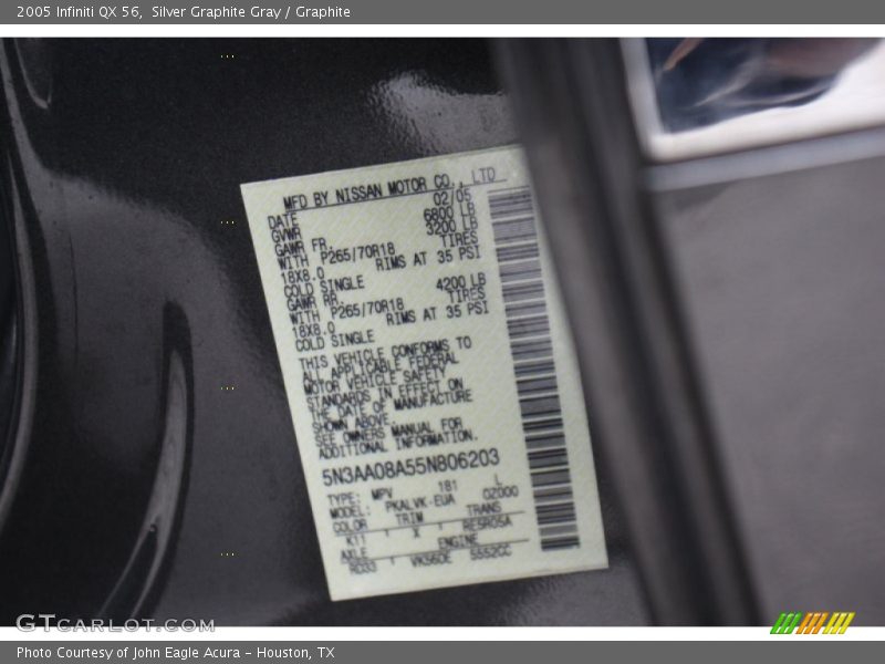 Silver Graphite Gray / Graphite 2005 Infiniti QX 56