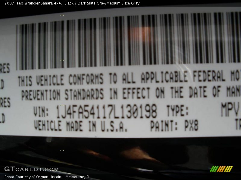 Black / Dark Slate Gray/Medium Slate Gray 2007 Jeep Wrangler Sahara 4x4