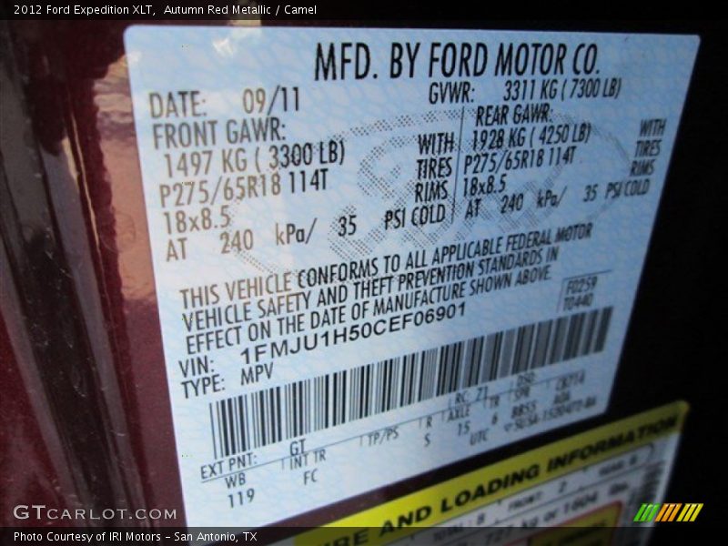 Autumn Red Metallic / Camel 2012 Ford Expedition XLT
