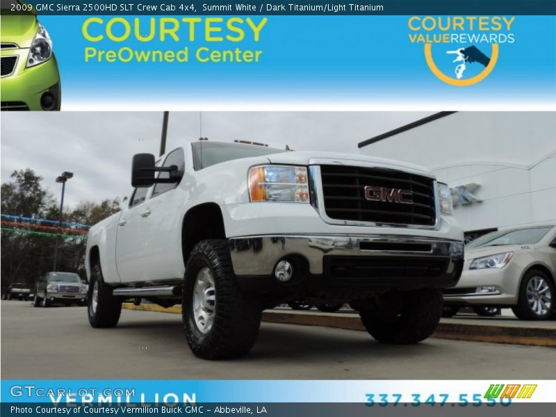 Summit White / Dark Titanium/Light Titanium 2009 GMC Sierra 2500HD SLT Crew Cab 4x4