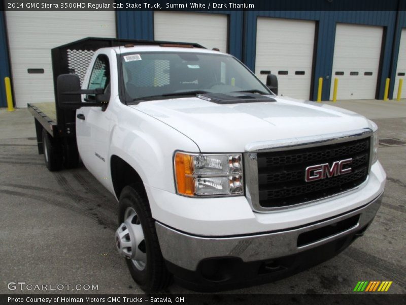 Summit White / Dark Titanium 2014 GMC Sierra 3500HD Regular Cab Stake Truck