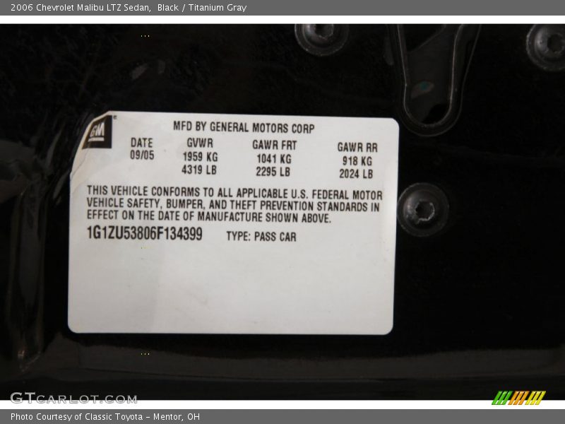 Black / Titanium Gray 2006 Chevrolet Malibu LTZ Sedan