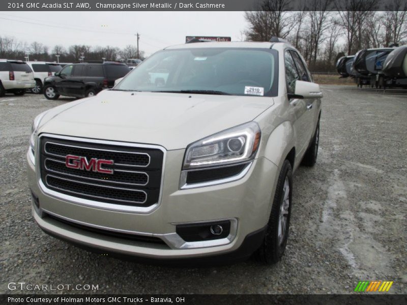 Champagne Silver Metallic / Dark Cashmere 2014 GMC Acadia SLT AWD