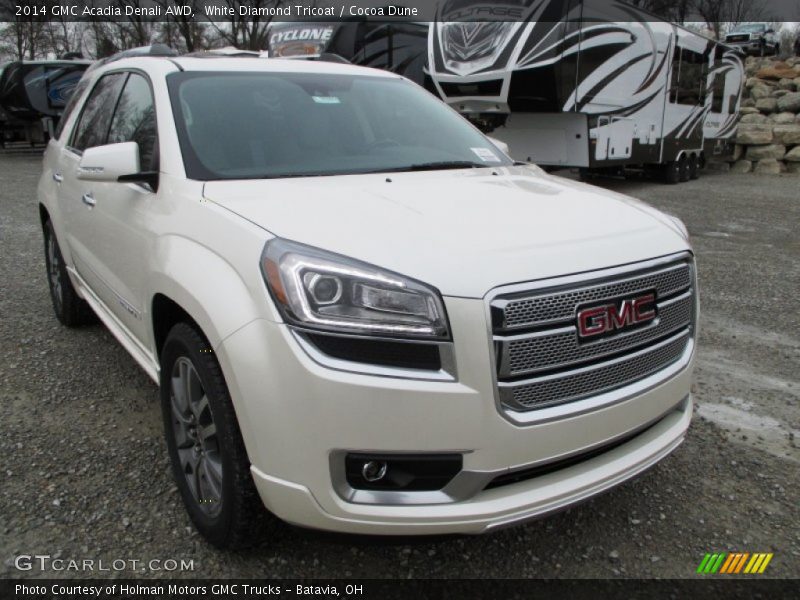 White Diamond Tricoat / Cocoa Dune 2014 GMC Acadia Denali AWD