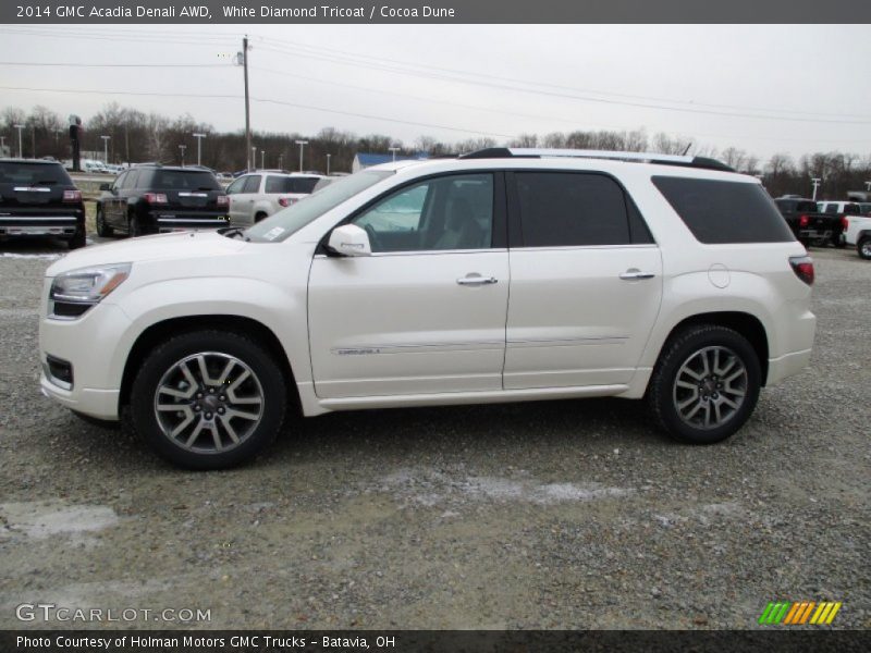 White Diamond Tricoat / Cocoa Dune 2014 GMC Acadia Denali AWD