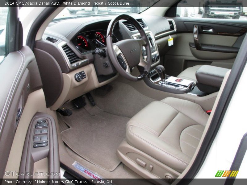 White Diamond Tricoat / Cocoa Dune 2014 GMC Acadia Denali AWD