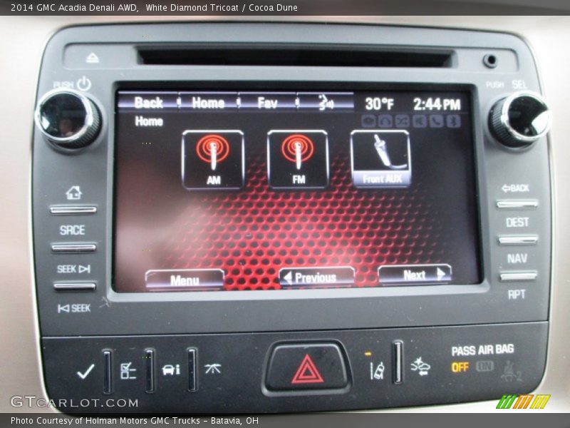 White Diamond Tricoat / Cocoa Dune 2014 GMC Acadia Denali AWD